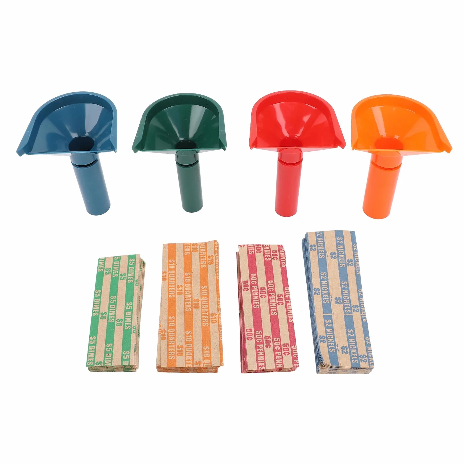 Tubo clasificador de monedas 4 piezas, envoltorios rollos centavo 100 piezas
