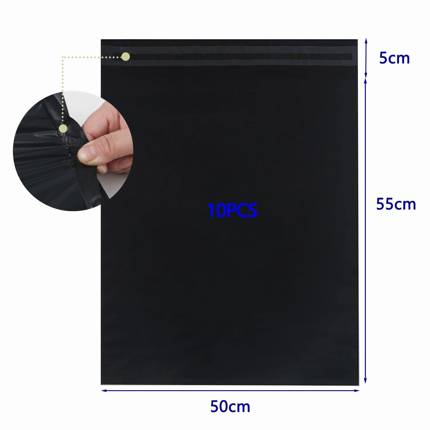50x60cm Bolsas para Envíos de Plástico Grande Paquetes para Enviosde Polietilen Bolsas Envios Paquetes Ropa Impermeable Opacas Autoadhesivo Sobres para Envios 10 Piezas Negro