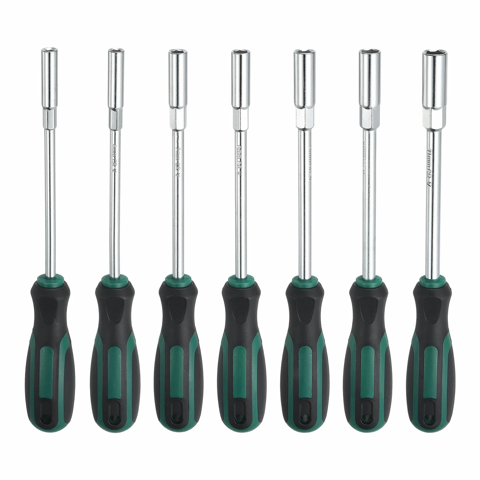 QUARKZMAN 7 Pcs Llave Para Tuercas Métricas 5mm/6mm/7mm/8mm/9mm/10mm/11mm CR-V Punta No Magnética Ejes Huecos Destornillador De Vaso Con Mango Para Reparación Llave De Bits Verde/Negro