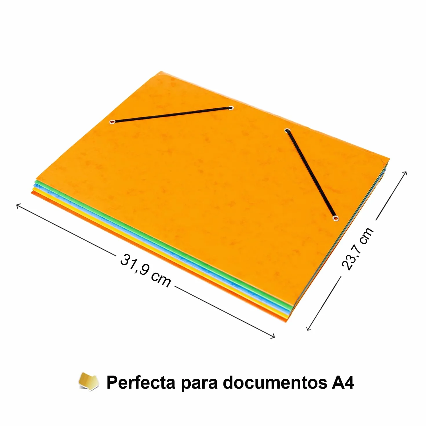 Grafoplas Pack de 5 Carpetas de Cartón A4 con Solapas y Cierre de Gomás Elásticas Colores Surtidos