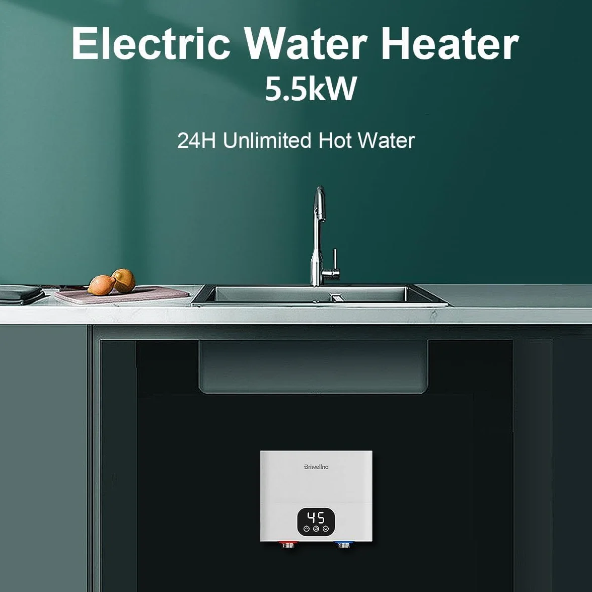 220V Calentador Agua Instantaneo Eléctricos,5500w Termo Eléctricos con Indicador LED de Temperatura,Sin tapón, Resistente a La Presión, Apto Para Lavabos, Cocinas, Fregaderos
