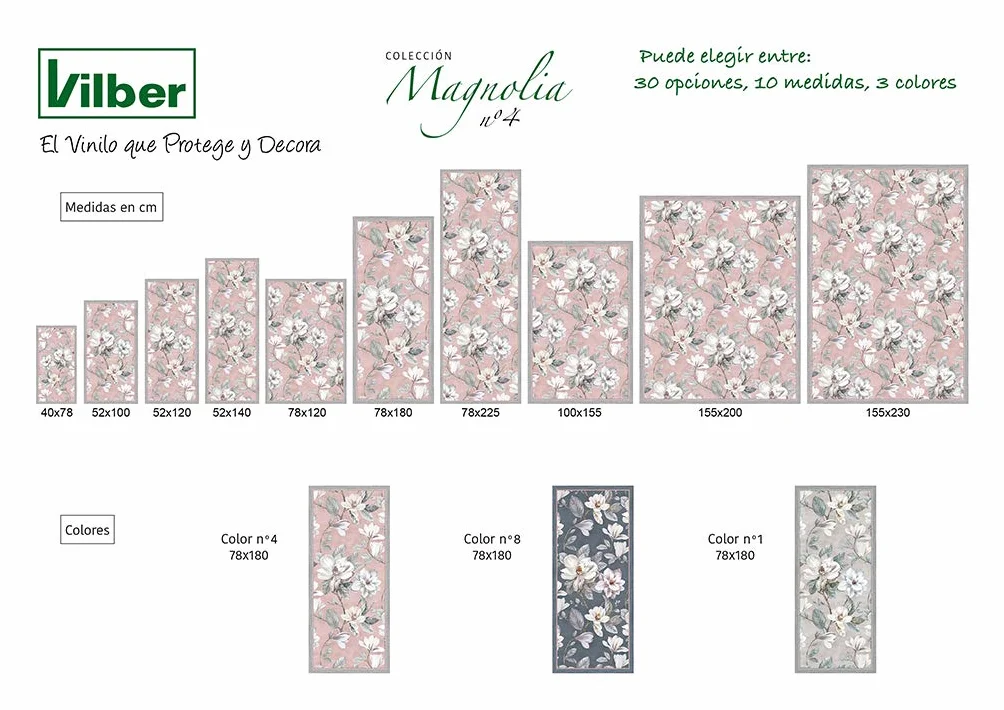 Vilber Magnolia DU 04 155X200 Alfombra, Vinilo, Rosa, 155 x 200 x 0.22 cm