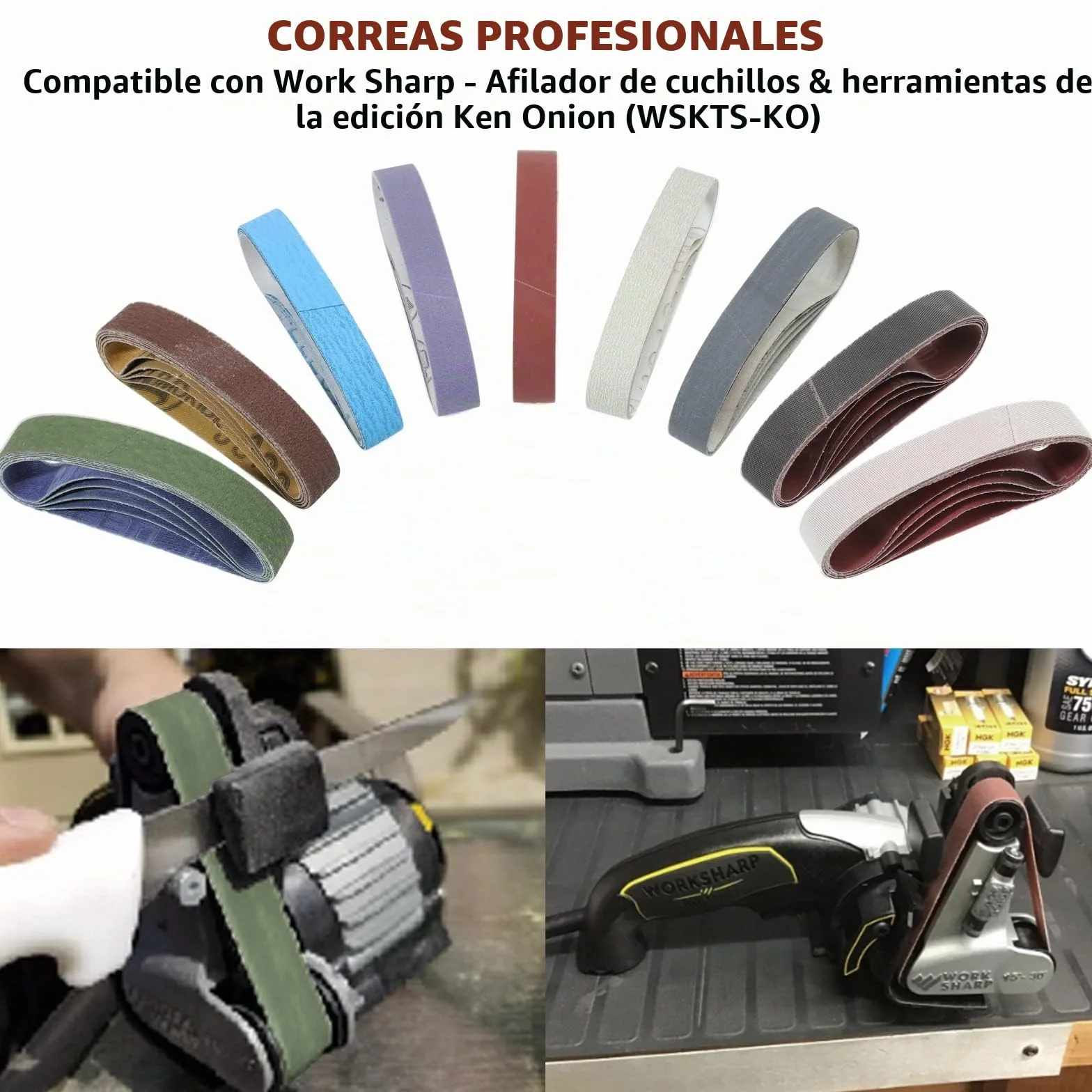 MOVIRON Juego de 45 piezas de 3/4 x 12 pulgadas de repuesto para afilador de cuchillos y afilador de herramientas Ken Onion Edition (WSKTS-KO), grano 80/120/240/400/600/800/1000/2500/5000