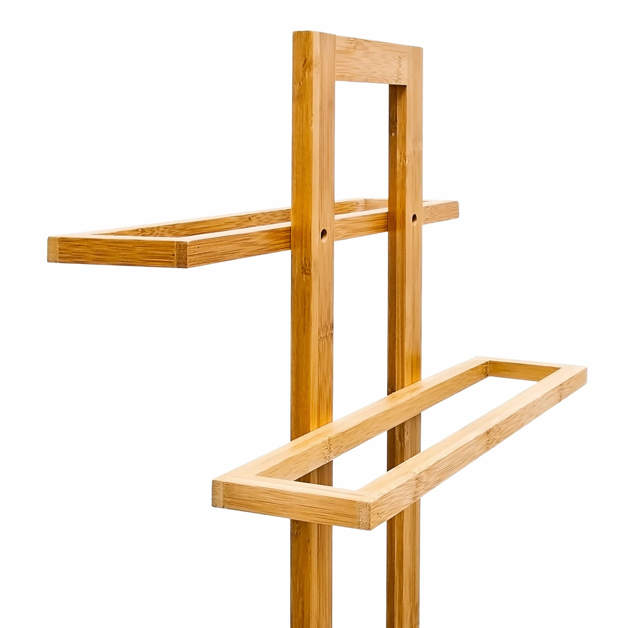 Relaxdays Toallero de Pie Bambú, Soporte para Toallas 37 x 25 x 85 cm, Estante para Baño, Portatoallas, Color Natural