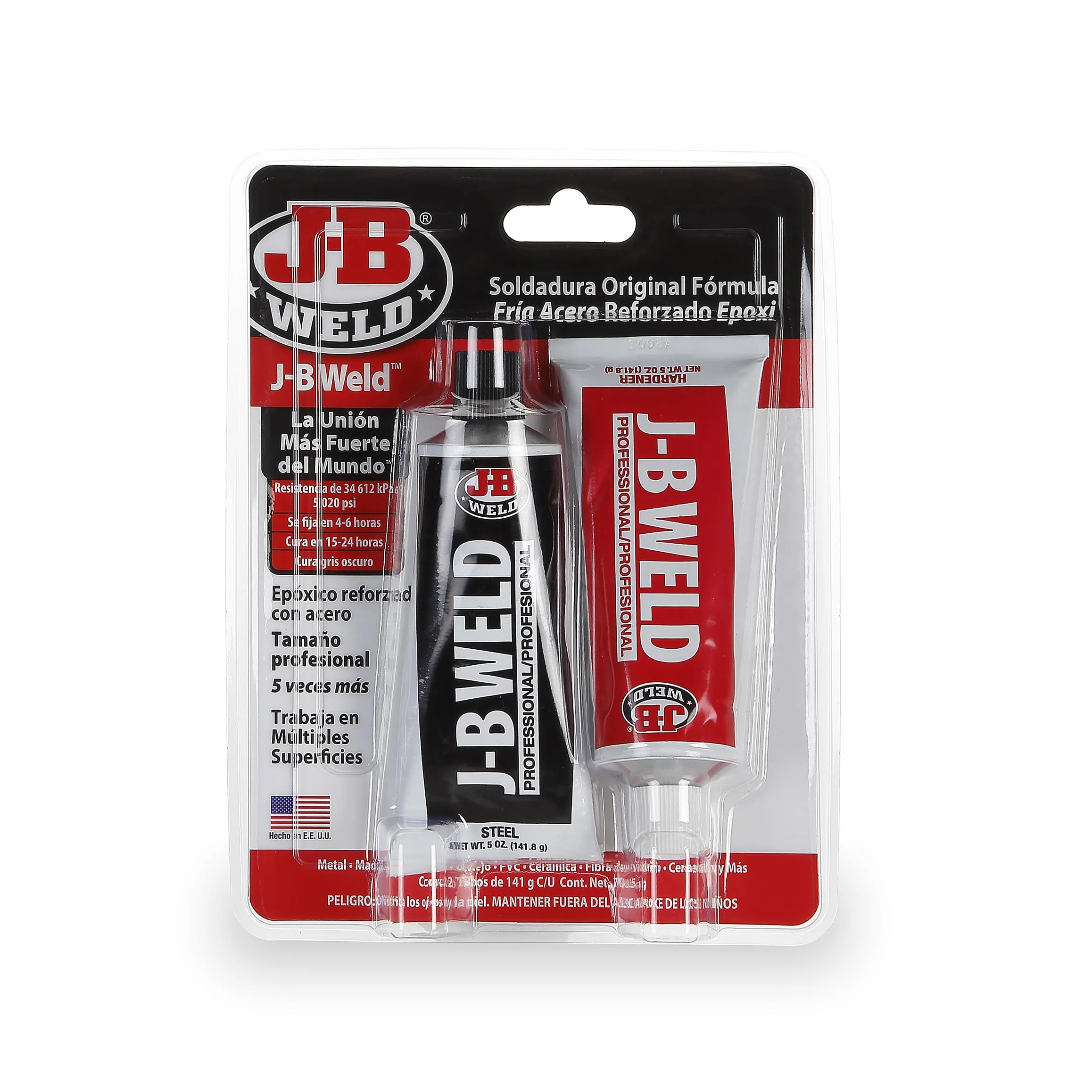 J-B Weld 8281SPA - Soldadura - Acero - Reforzado - Epoxi - Formula fría - Reparaciones - Múltiples Superficies - Formato Industrial 2 x 141,8gr