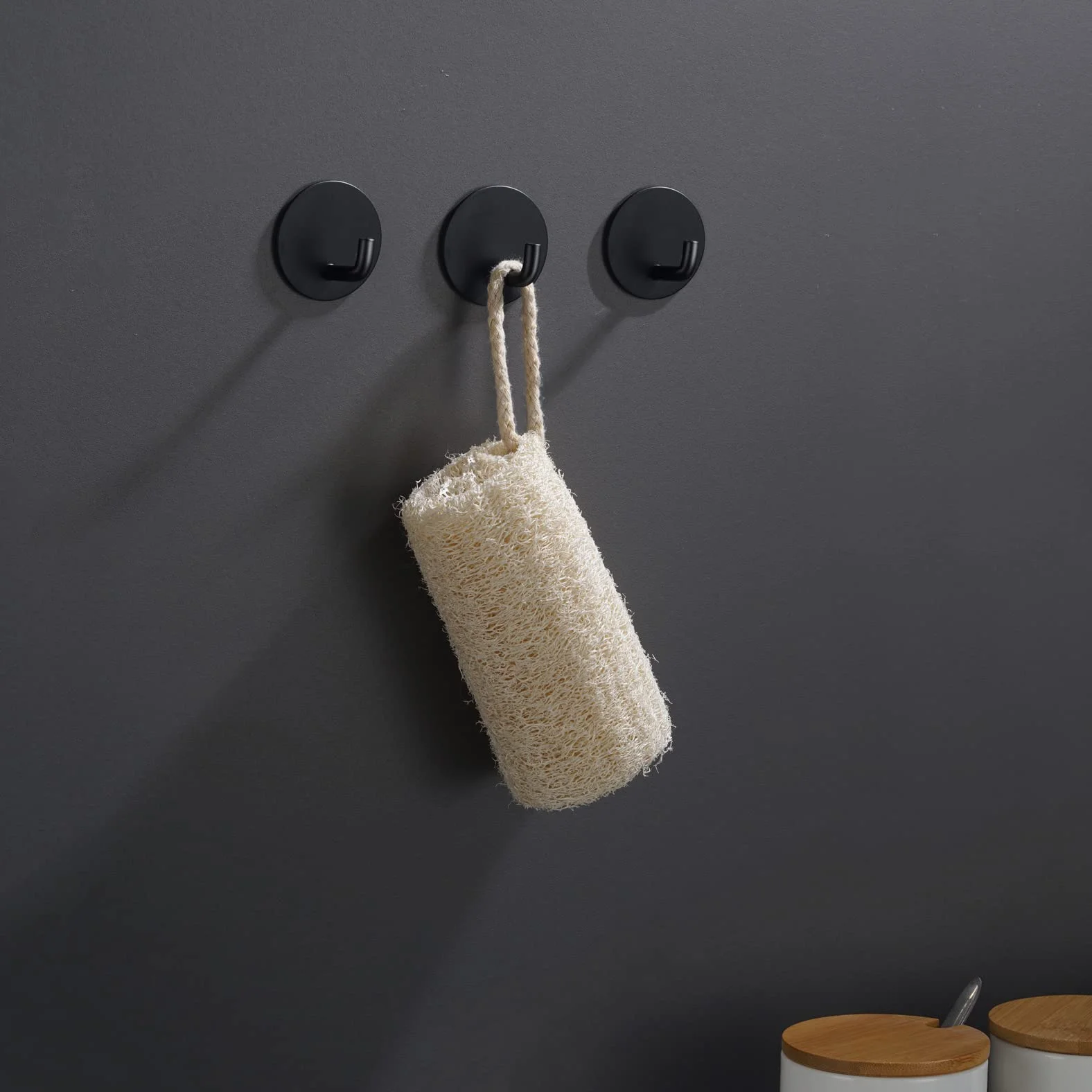 8 Piezas Gancho adhesivo impermeable, Gancho de toalla de acero inoxidable 304 para cocina, baño, inodoro.(8 Piezas Negro Redondo)