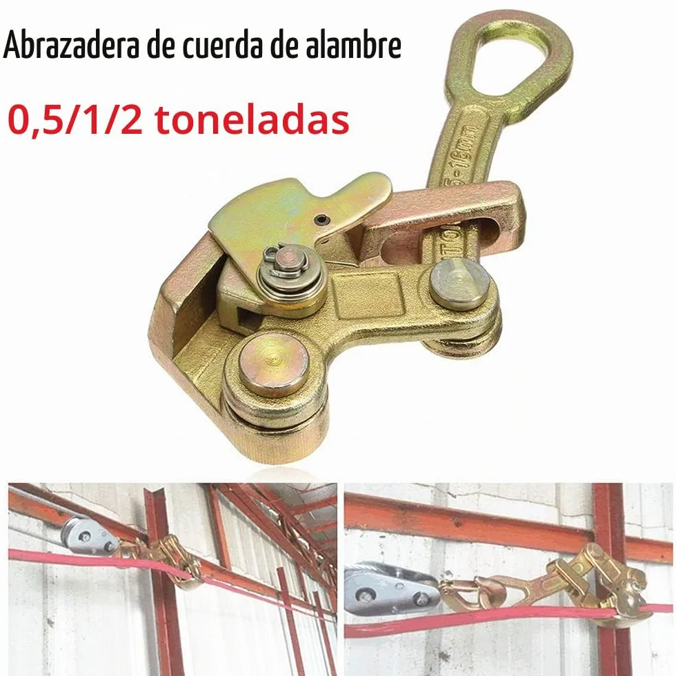 Agarre de cable de cable, abrazadera de tensor de abrazadera de alambre fuerte, agarre de alambre universal sin deslizamiento para cuerda de alambre fija, 1 tonelada