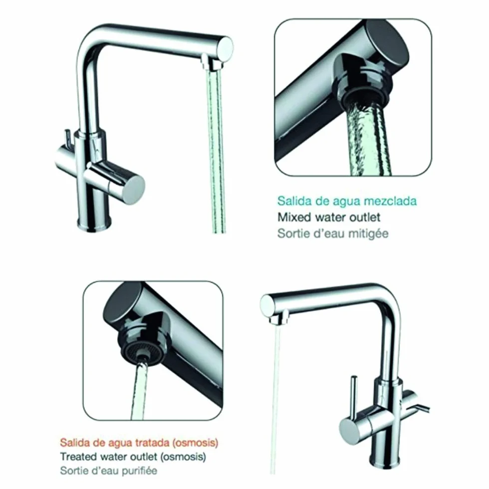 Clever 99684 Grifo de Cocina Monomando Agua Tratada Caiman Econature, Cromado