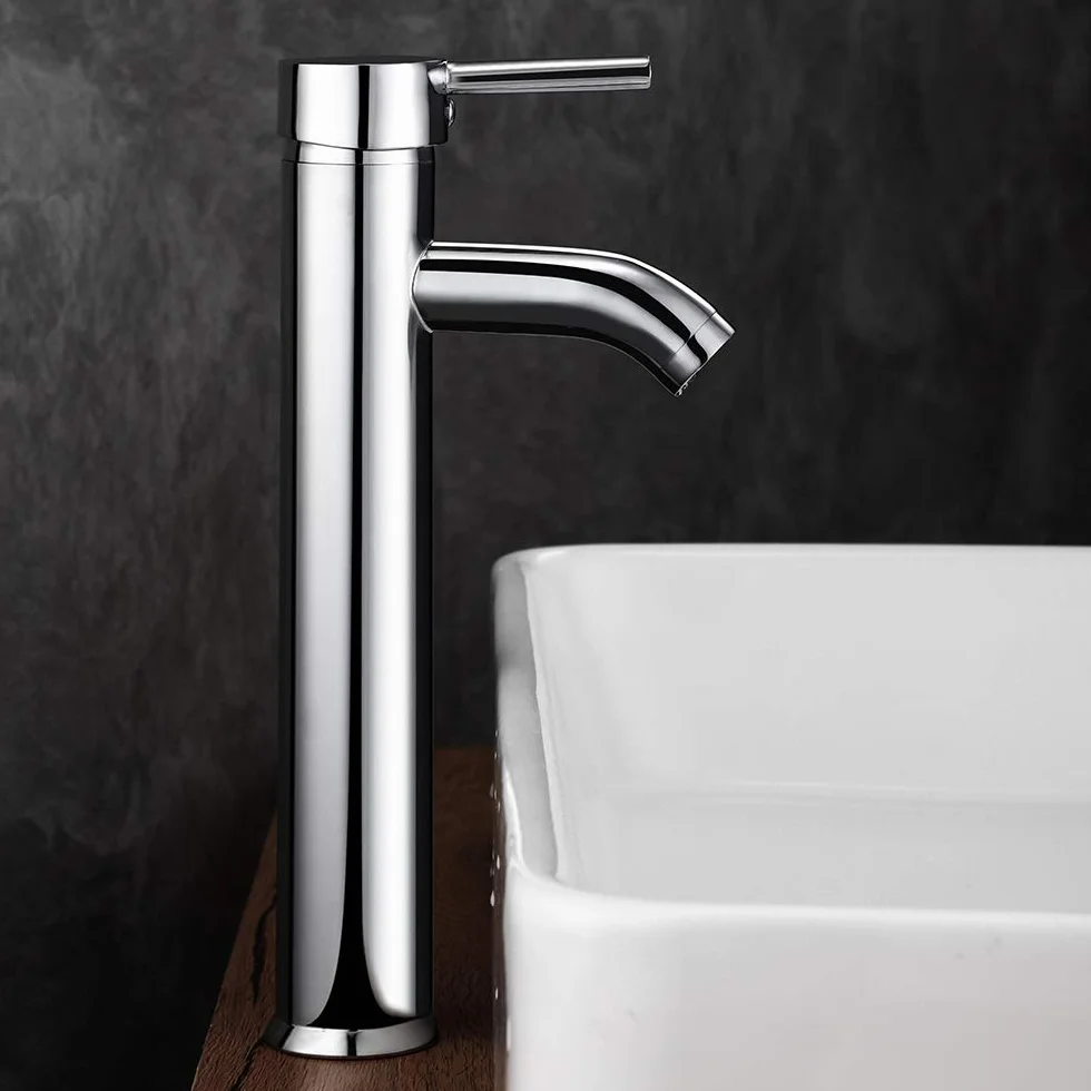 Grifo de Lavabo Durable Práctico, Grifo de Baño Monomando Alto, Válvula De Cerámica para el Fregadero, Mezclador de Agua Fría y Caliente, Metales de Cromado.