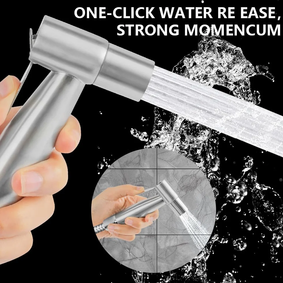 HOTUT Pulverizador para bidé de mano, Grifo WC de mano, Ducha Bidet Acero Inoxidable, Limpieza Inodoro