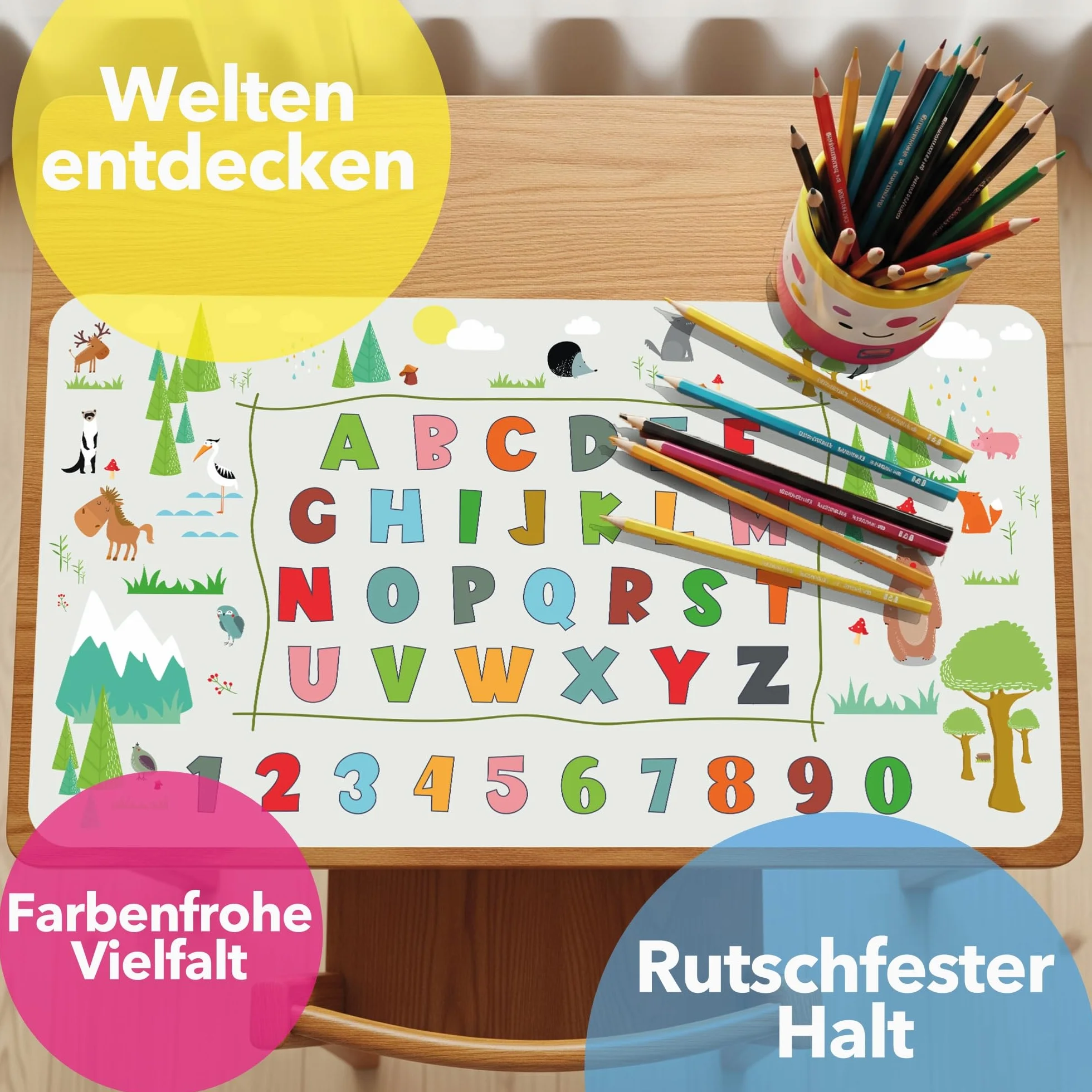 Lineo Alfombrilla de escritorio para niños 70x40 cm Protector de mesa resistente al agua antideslizante superficie educativa