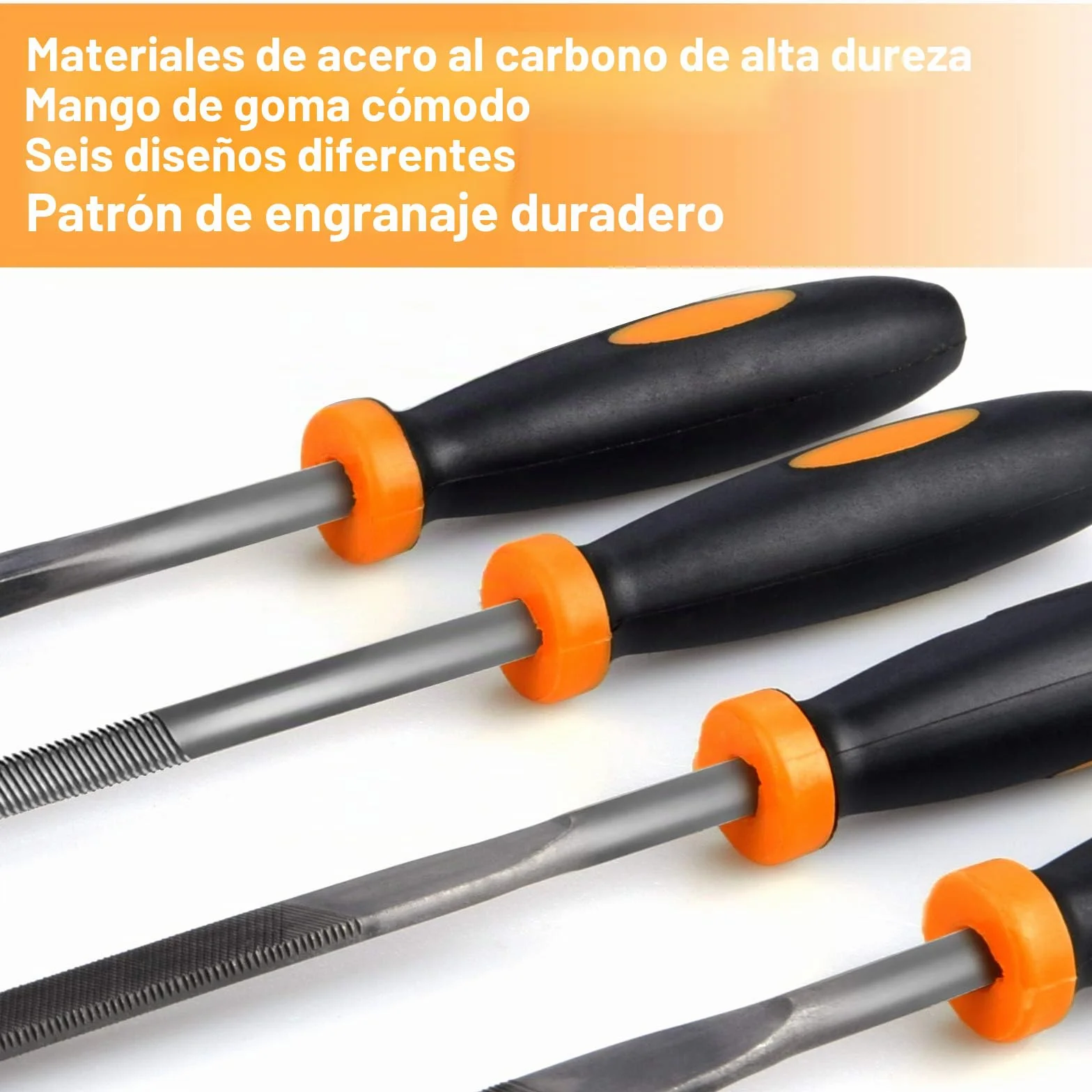 Preciva Juego de limas multiusos en acero con alto contenido de carbono, 6 piezas