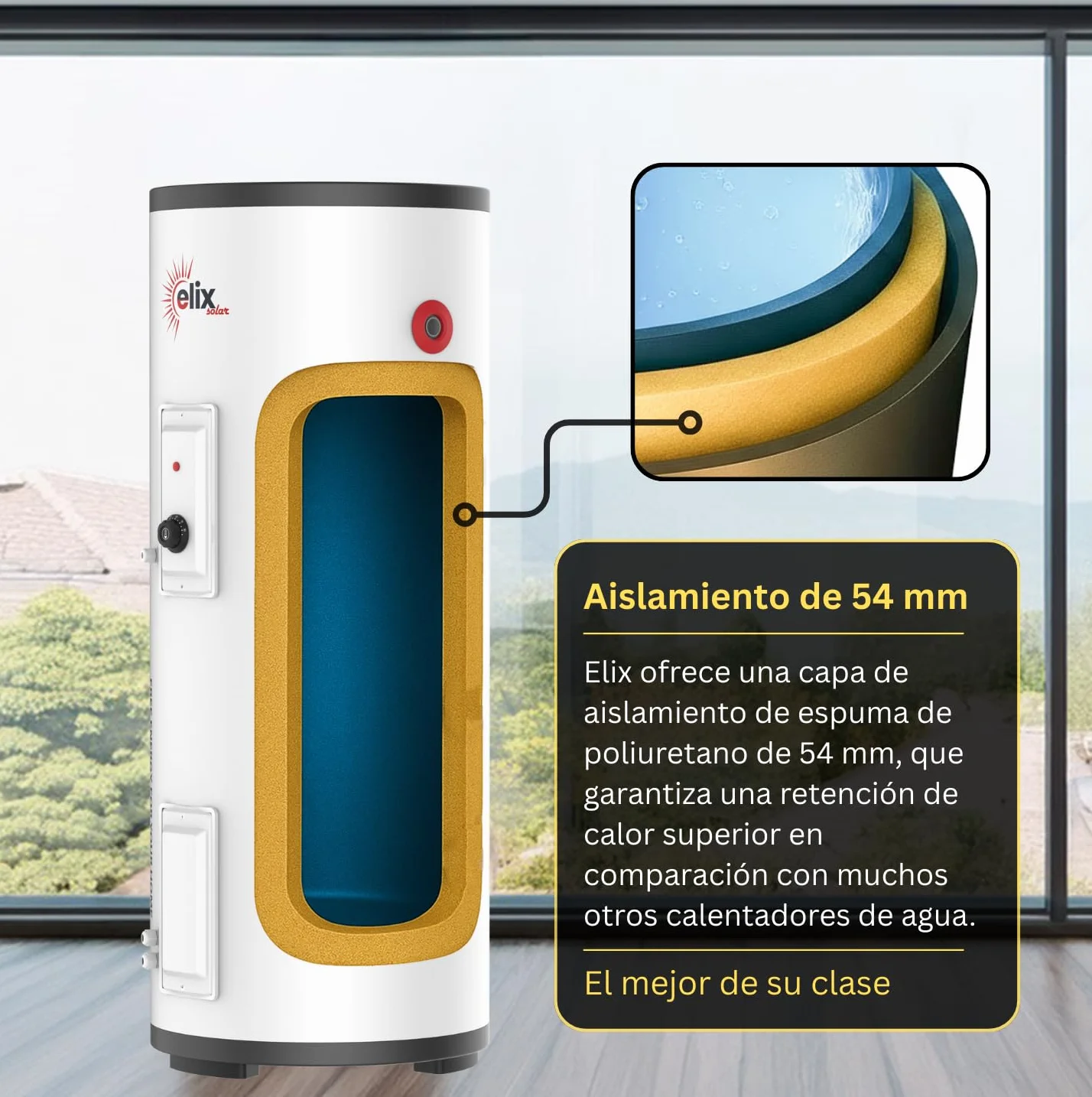 Calentador de Agua Solar Elix PV Termo Eléctrico con MPPT, 200L, DC1500W