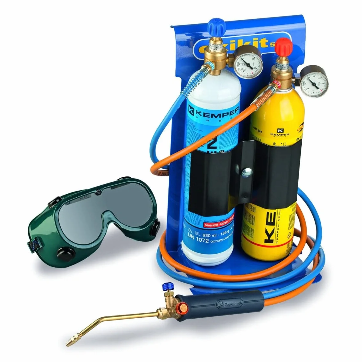 KEMPER – Soplete BI Gas Profesional OXYKIT 3300°C con reductores de gas manómetros +2 puntas Kit completo Soldadura y Soldadura