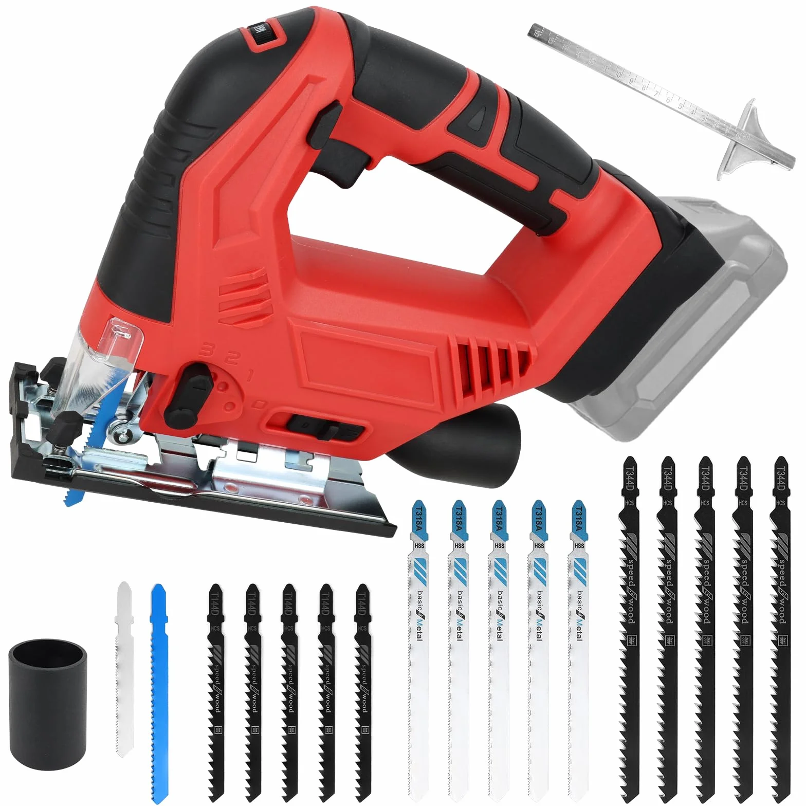 300W Sierra de Calar Eléctrica, Sierra Caladora Inalámbrica, Velocidad Variable de 0-2700 RPM y Bisel de 0-45°, Ajuste de 4 Velocidades, Compatible con Milwaukee 20V Baterías (Batería No Incluida)