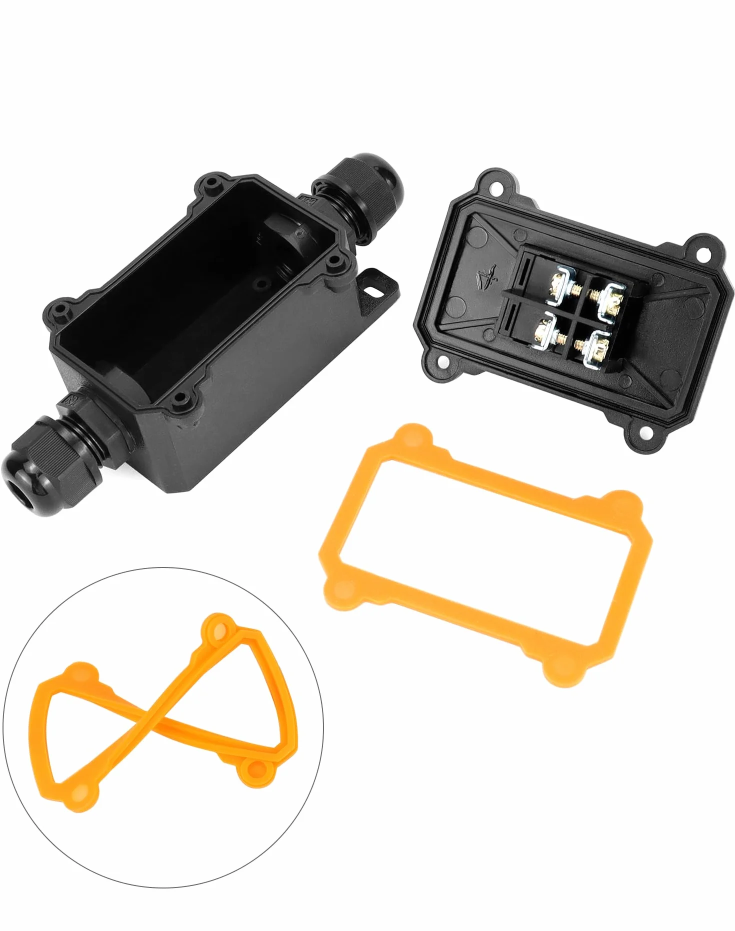 QWORK® Interruptor de cable en línea impermeable IP65 con luz indicadora roja, 220V 30A, DPST de 4 pines, control de encendido/apagado de doble posición