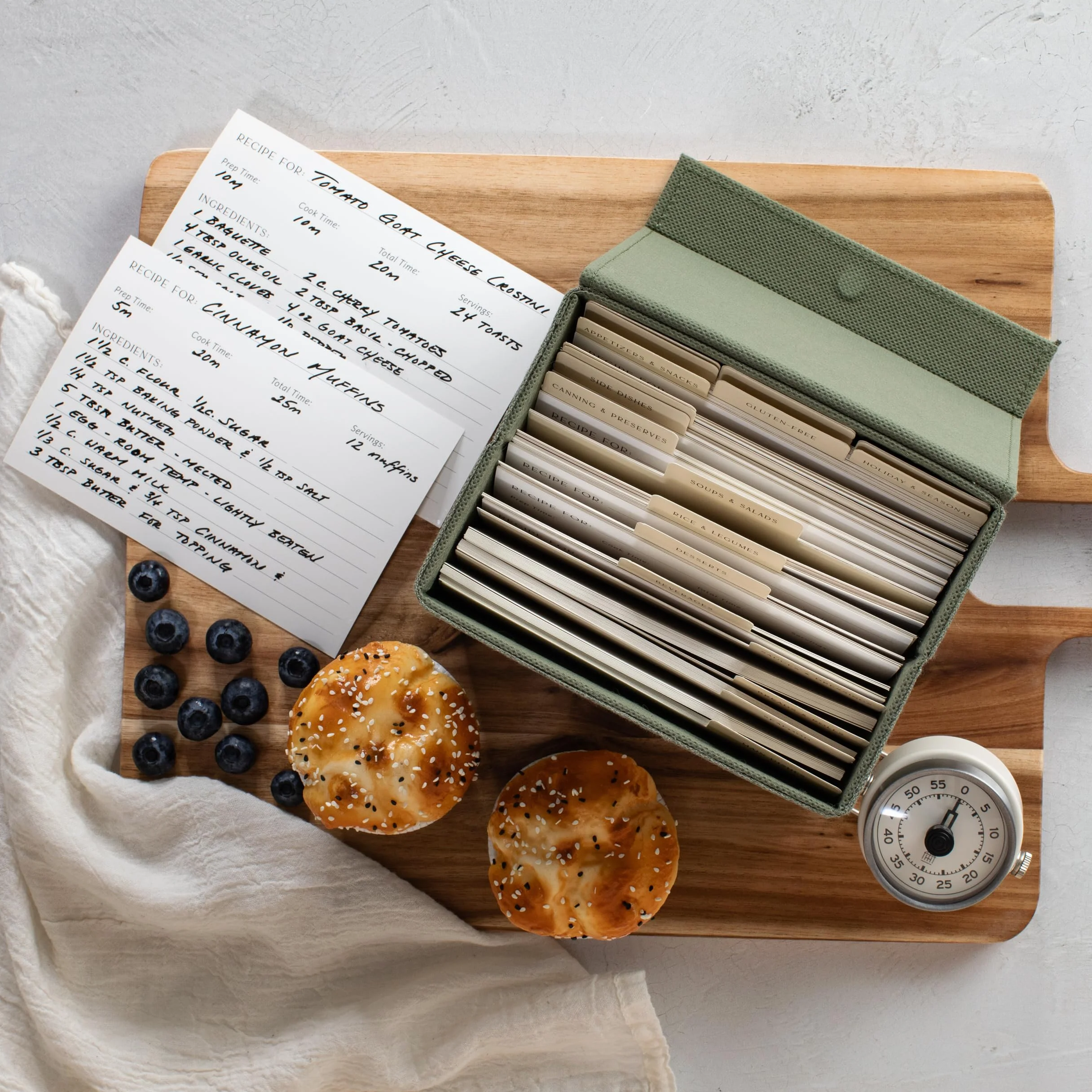 ZICOTO Caja de recetas de lino para tarjetas 4x6 pulgadas, organiza hasta 250 recetas