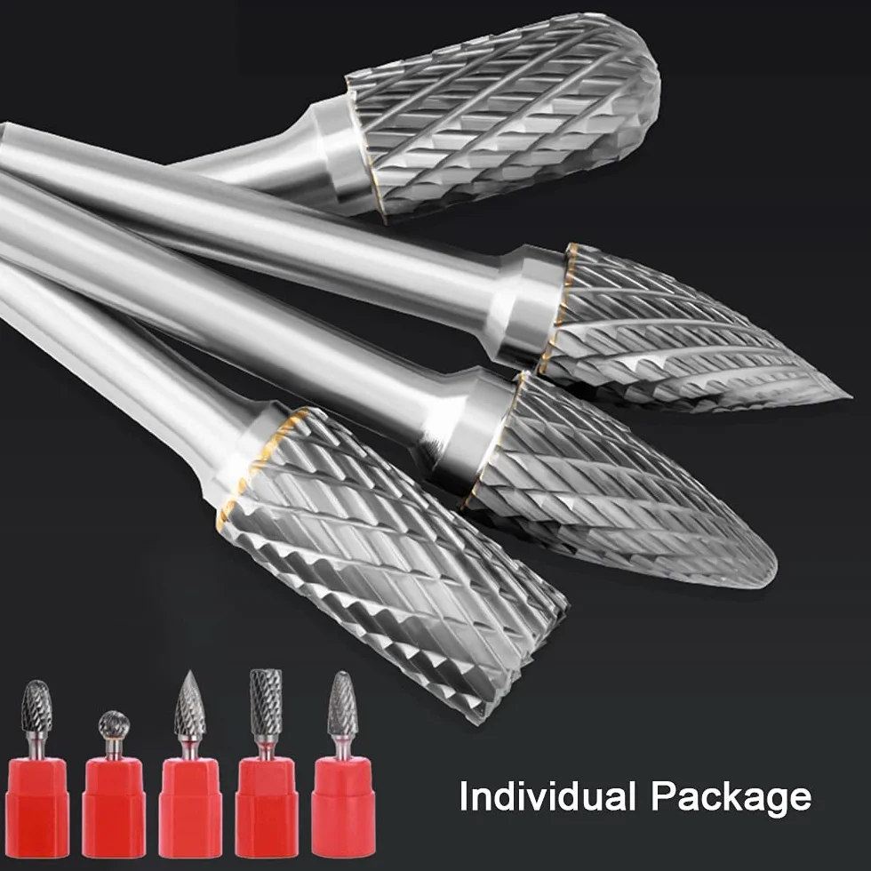 Escofina 5stk – Fresa Metal Lápices Set Taladro Bit fresas de diamante Rotary Archivo Tungsteno Acero Herramientas Rotary Burr(6 x 10mm).