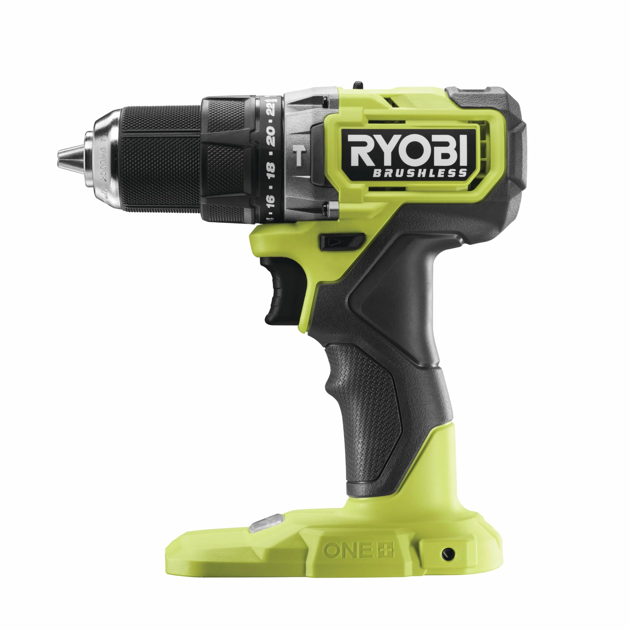 RYOBI ONE+ 18V Taladro percutor sin escobillas – 54 Nm, mandril 13 mm, 2 velocidades (0–450/0–1.700 rpm), 24 posiciones de par – Incluye baterías 2,0 Ah + 4,0 Ah y cargador