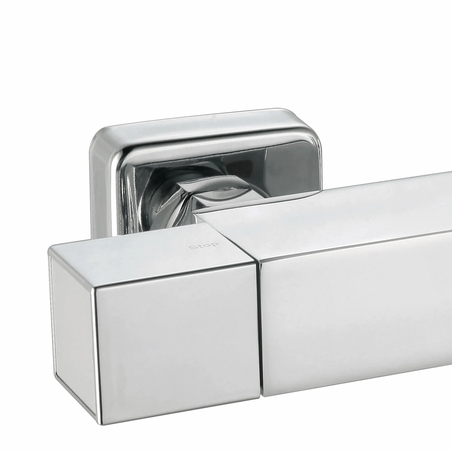 Grifo Mezclador de Ducha K2O Chillout Relax 26,2x6,3x7,1 cm Diseño Cuadrado de Latón Cromado con Grifo Termostático y Dos Mandos