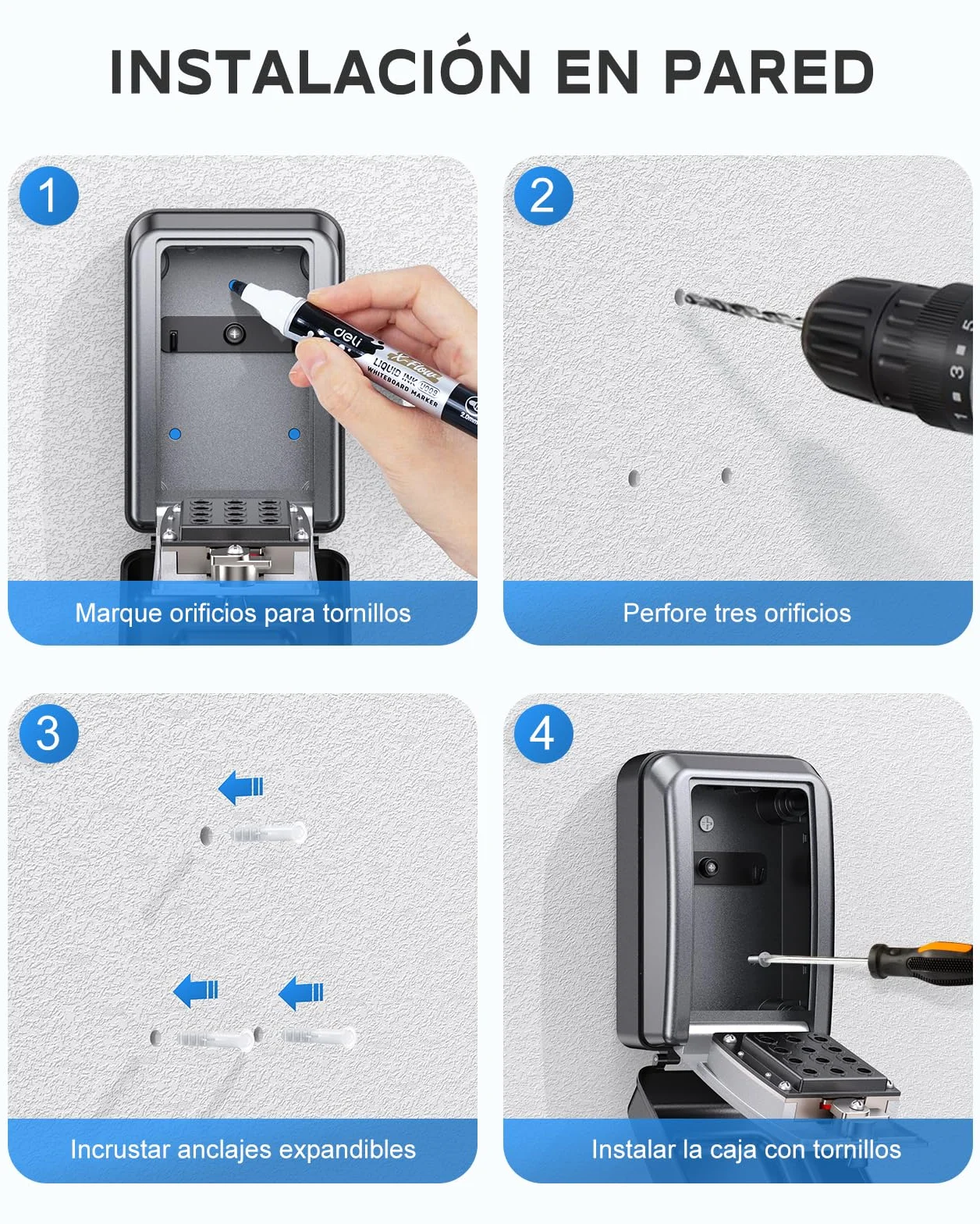 Mohard Caja de Seguridad para Llaves, Combinación 12 Dígitos, Impermeable, Gran Capacidad, Caja Fuerte Exterior