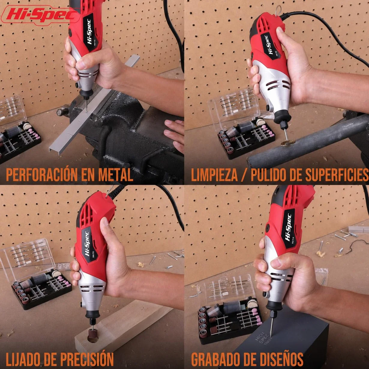 Hi-Spec Mini Amoladora Rotativa 170W para Manualidades para Casa y Oficina | 120 accesorios, hasta 35.000 rpm, para cortar, lijar, pulir, grabar y trabajos de bricolaje detallado, uso diario, portátil