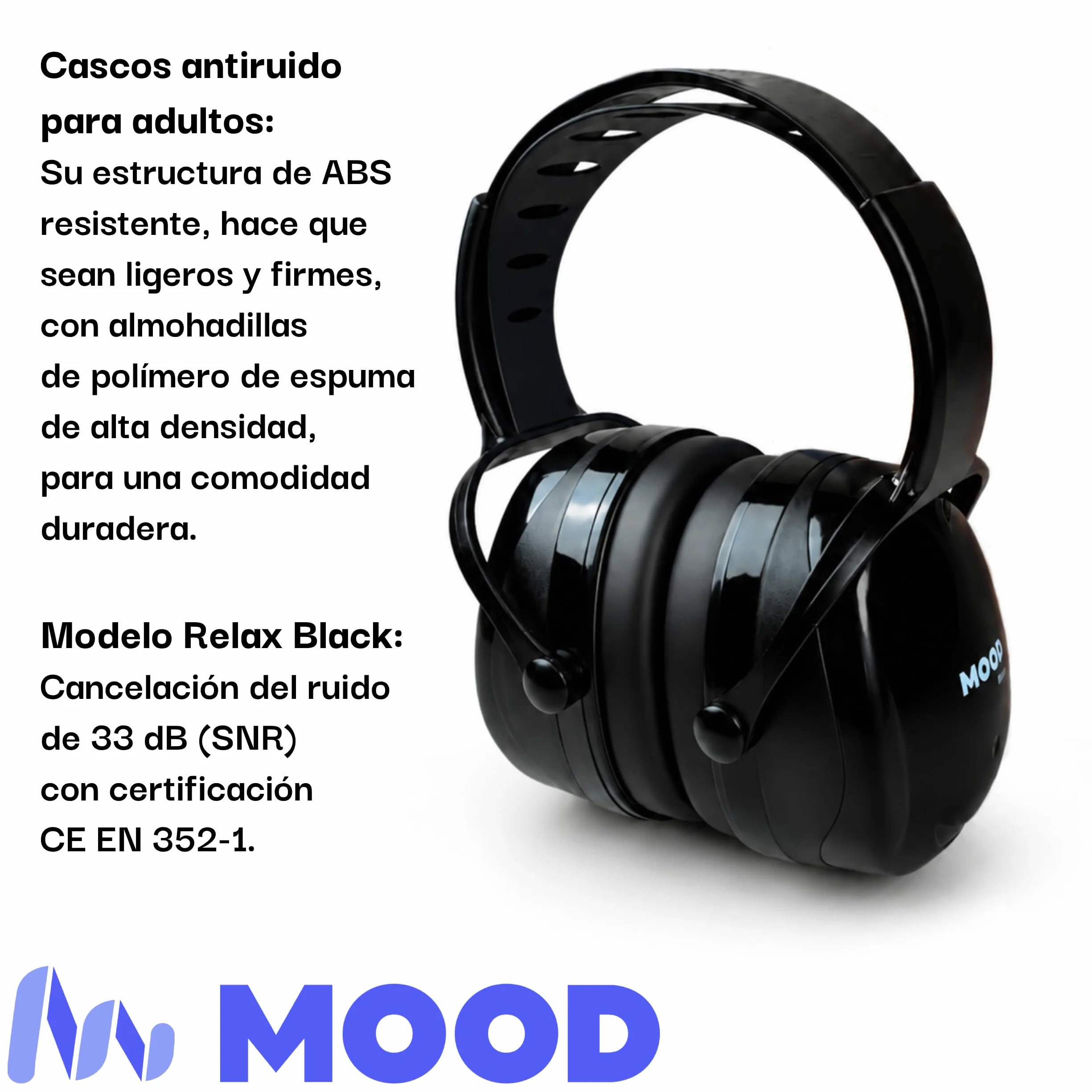 MOOD Cascos antiruido adultos 33 dB SNR Relax Black
