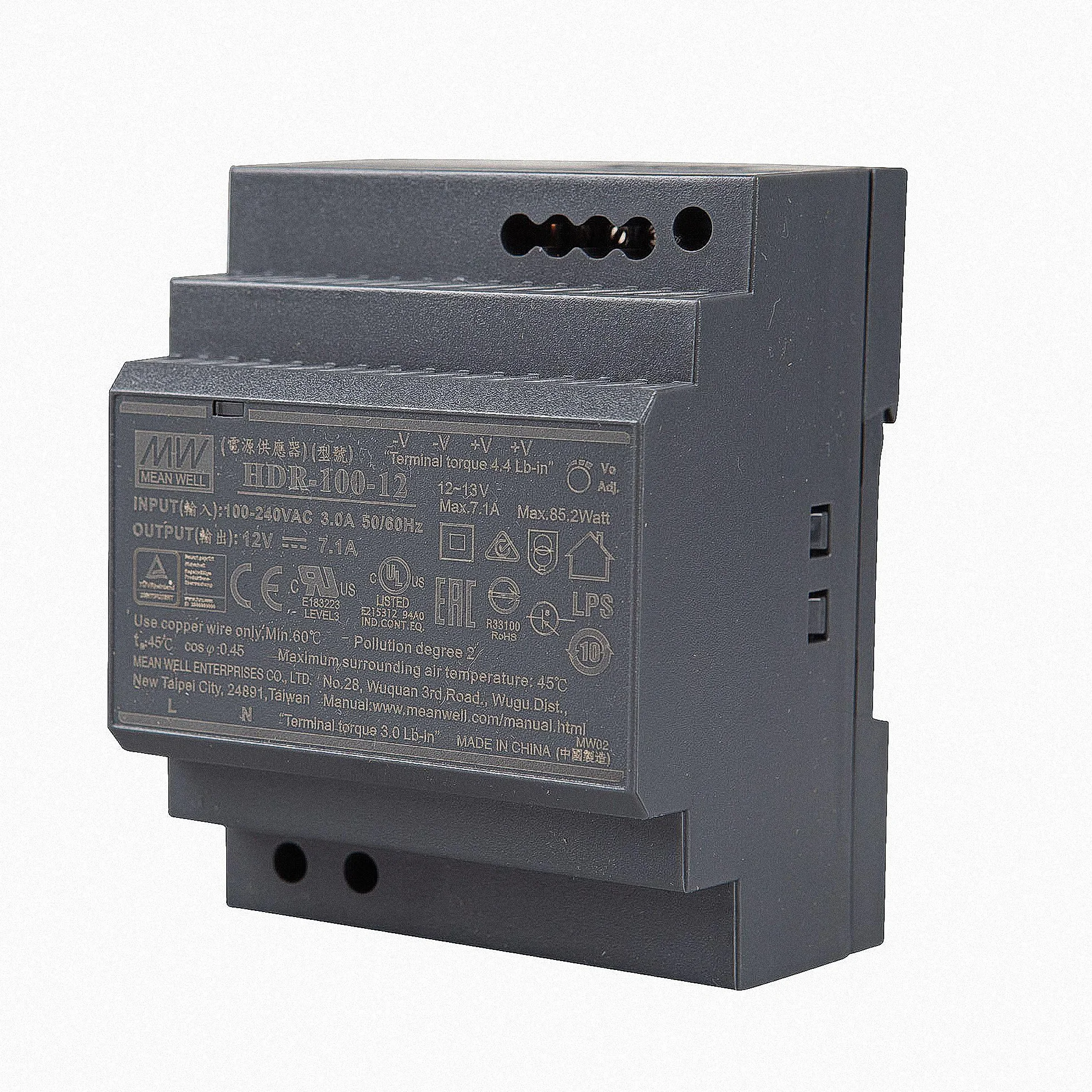 HDR-100-12 - Fuente de alimentación LED (riel DIN) Mean Well HDR-100-12 12 V/DC 100 W, transformador LED para iluminación LED