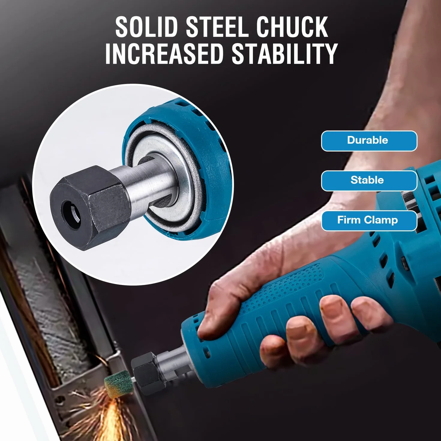 KATSU Tools Amoladora troqueladora, amoladora recta eléctrica profesional de 710 W, herramienta rotativa con portabrocas de 6 mm y 6,35 mm para pulir, pulir, grabar y tallar