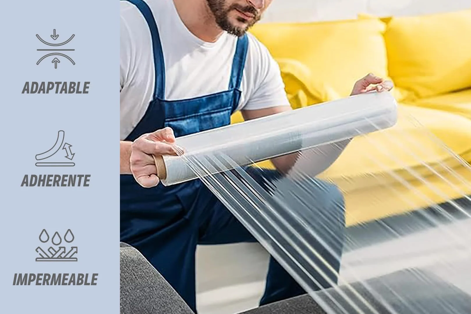 CHELY INTERMARKET Film Embalaje Transparente Pack 1 Rollo Uso Industrial Paletizar Envolver Mudanzas Almacén Carga Protección Plástico Estirable Envíos Seguro Manual Resistente