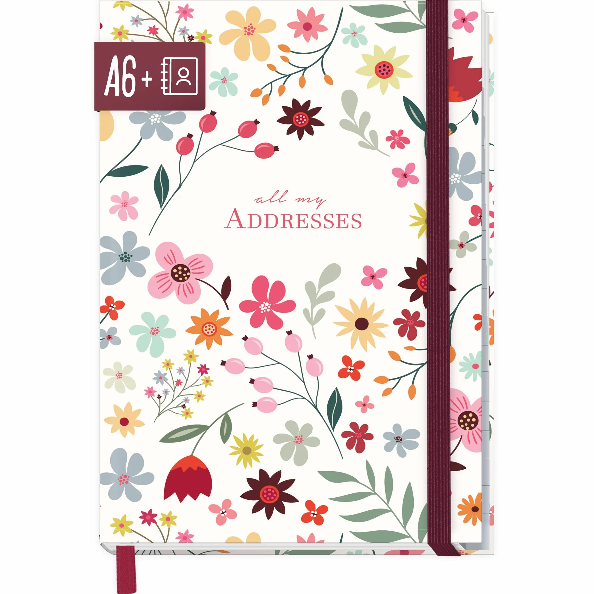 Paper&You Libreta de Direcciones A6+ Índice A-Z Papel Premium 120 g/m² Flor Salvaje