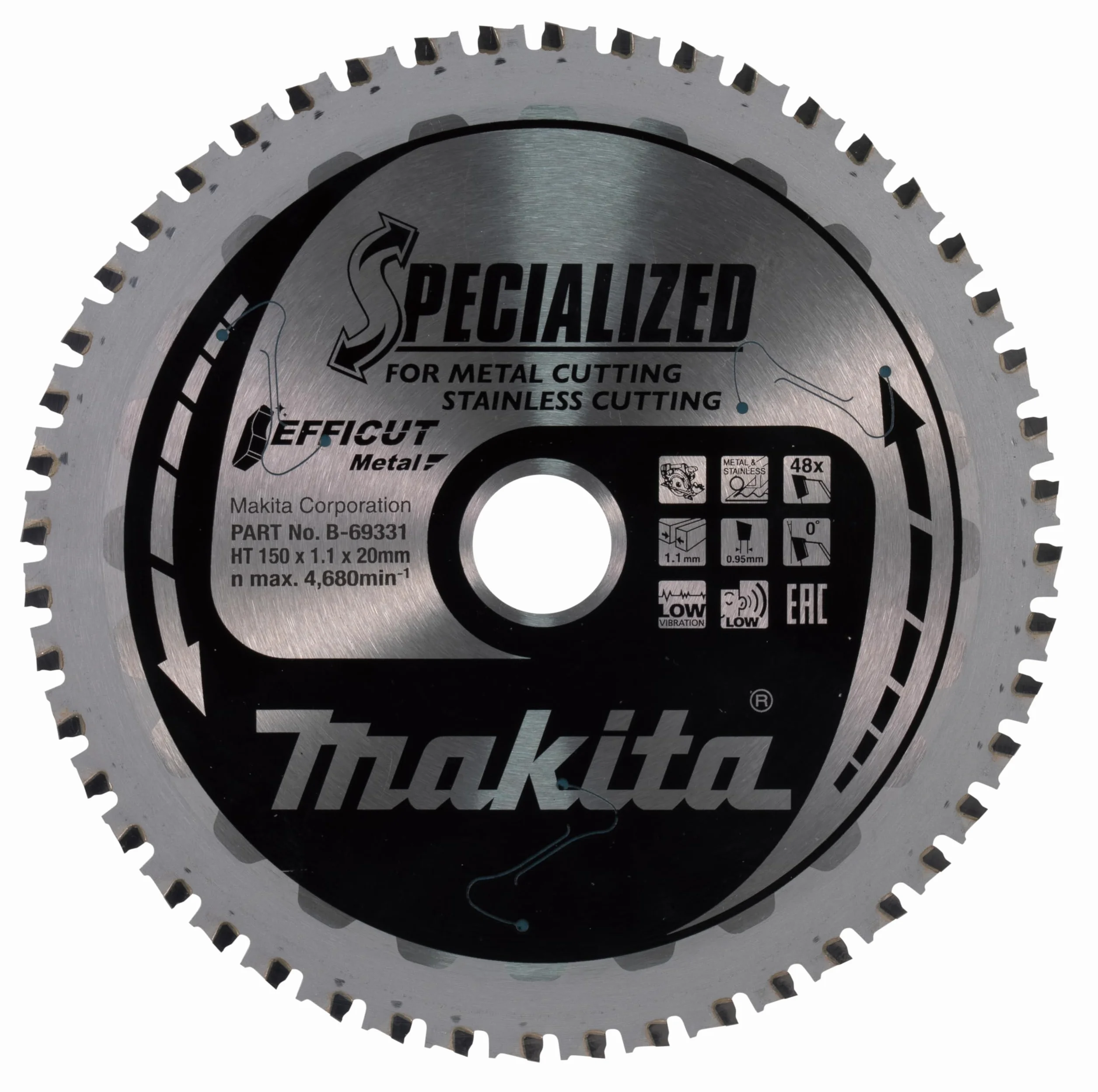 Makita B-69331 Hoja sierra circular Efficut TCT 150x20 mm 48T 1,1 mm Metal