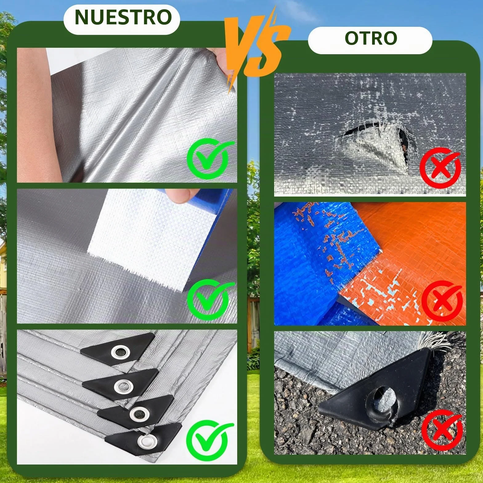 Lonas de Exterior,Lona para Piscina,160g/m² Lona de Protección Toldo Reforzado PE con Ojales,Duradera Resistente a Los Rayos UV Desgarros,Cubierta para Leña, Muebles,Jardín,Piscinia,Vehículos