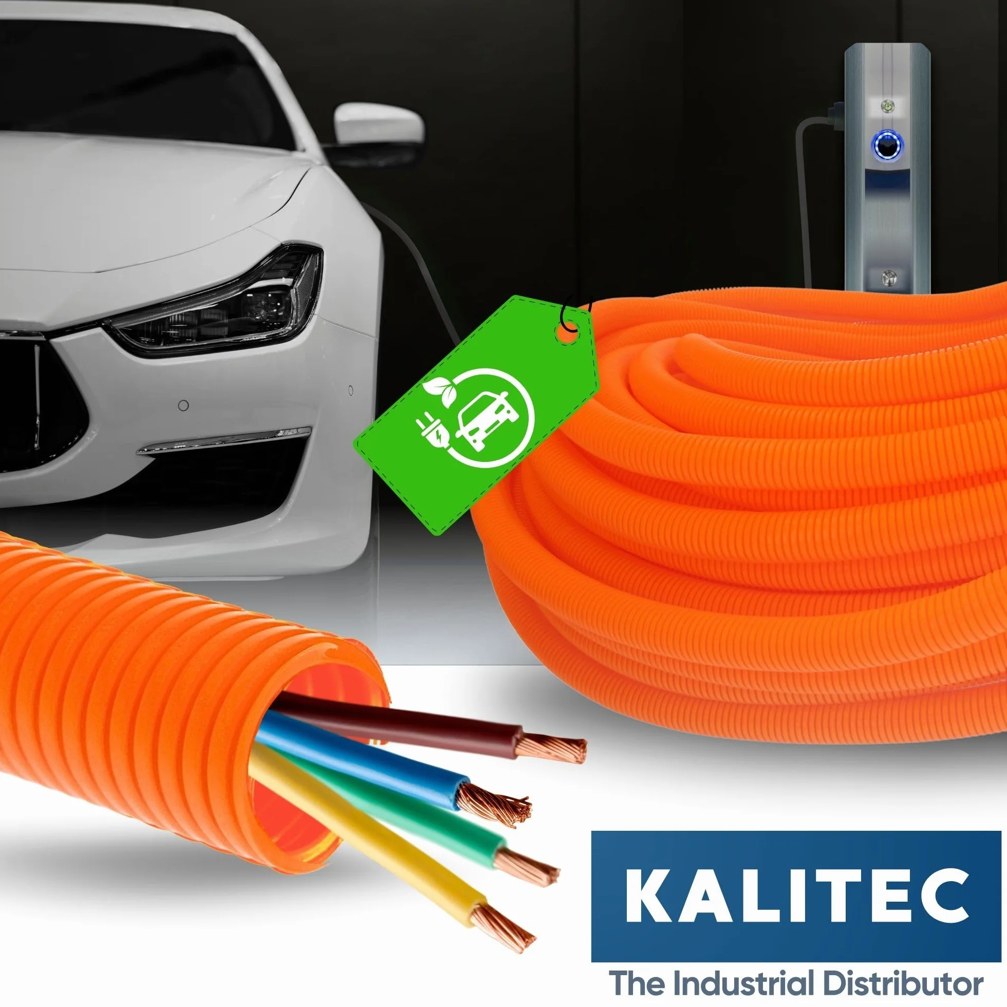 Kalitec Tubo Corrugado PPmod NW 22 de 50 m, Canal de Cable, Naranja | Tubo protector de polipropileno flexible sin ranurar, resistente a qu micos y temperatura para protecci n de cables