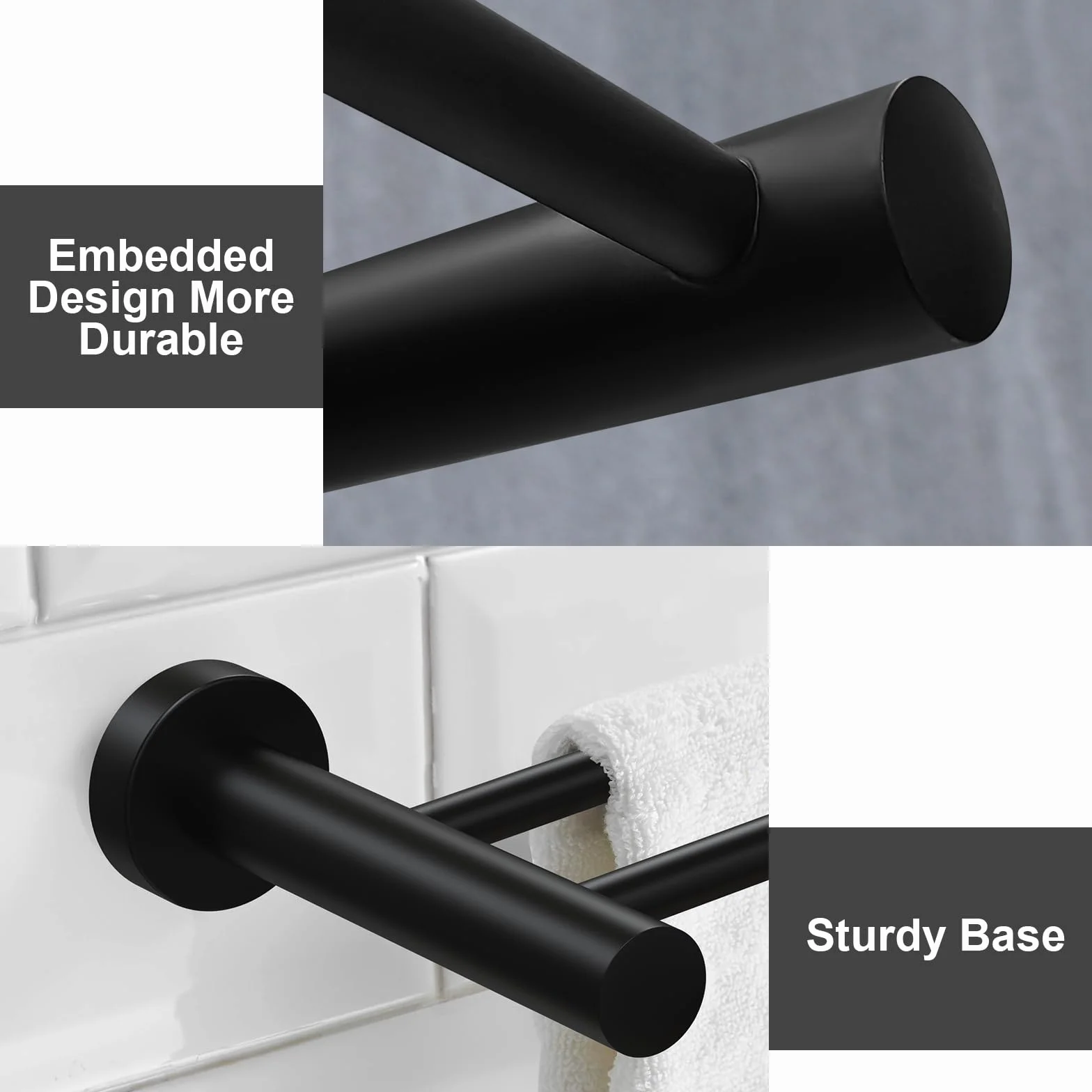 Toalleros Pared Toalleros Baño Toallero Barra Toalla de Mano Toallero Ajustable Retráctil 43-72CM para Montar en la Pared, toallero de Barra para Cocina, baño, Inodoro, Negro (Barra Doble)