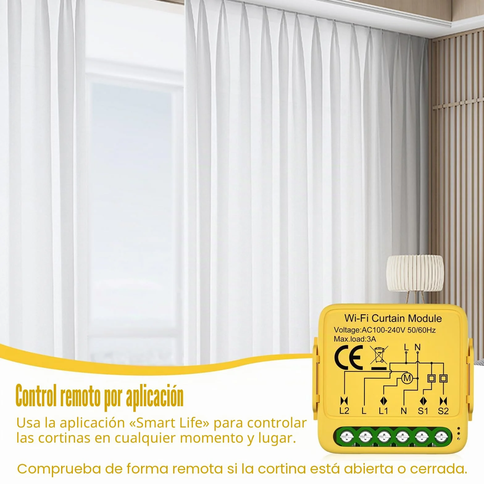 Juego de 4 módulos de interruptores inteligentes WiFi para persianas enrollables con ajuste de tiempo de funcionamiento para cortinas, persianas y toldos, compatible con Google Home/Smart Life/Tuya