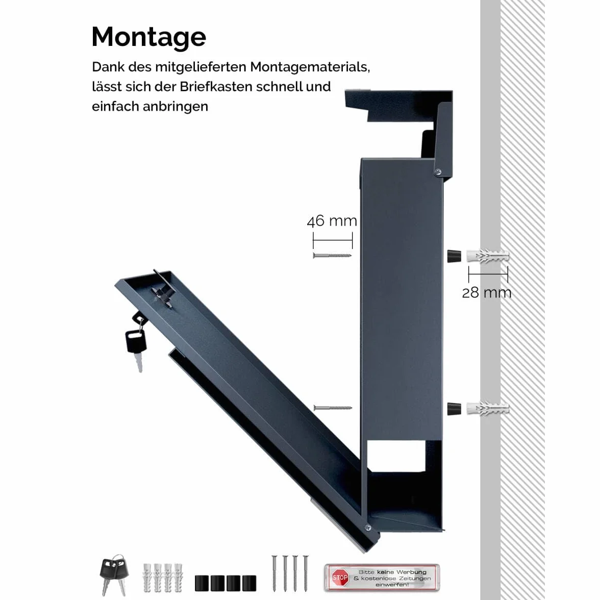 Metzler Buzón Negro para 2 Partes con Compartimento para periódicos y número de casa – Buzón de Pared con Dos Etiquetas de Nombre, Grabado láser, Resistente al Agua e Inoxidable | Albrecht