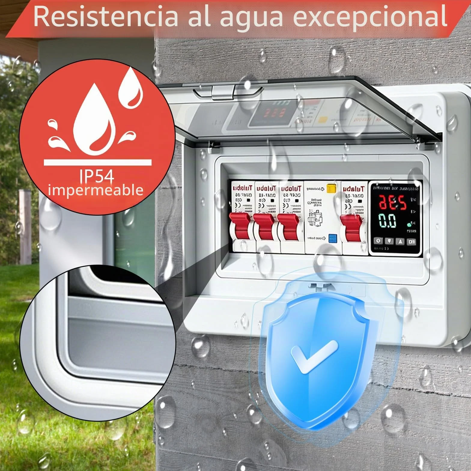 Caja Distribución Montada Superficie, Caja de Distribución de Superficie IP65 Interruptores Desconexión CA 32 A, 16 A y 10 A para Uso en Talleres y Hogares