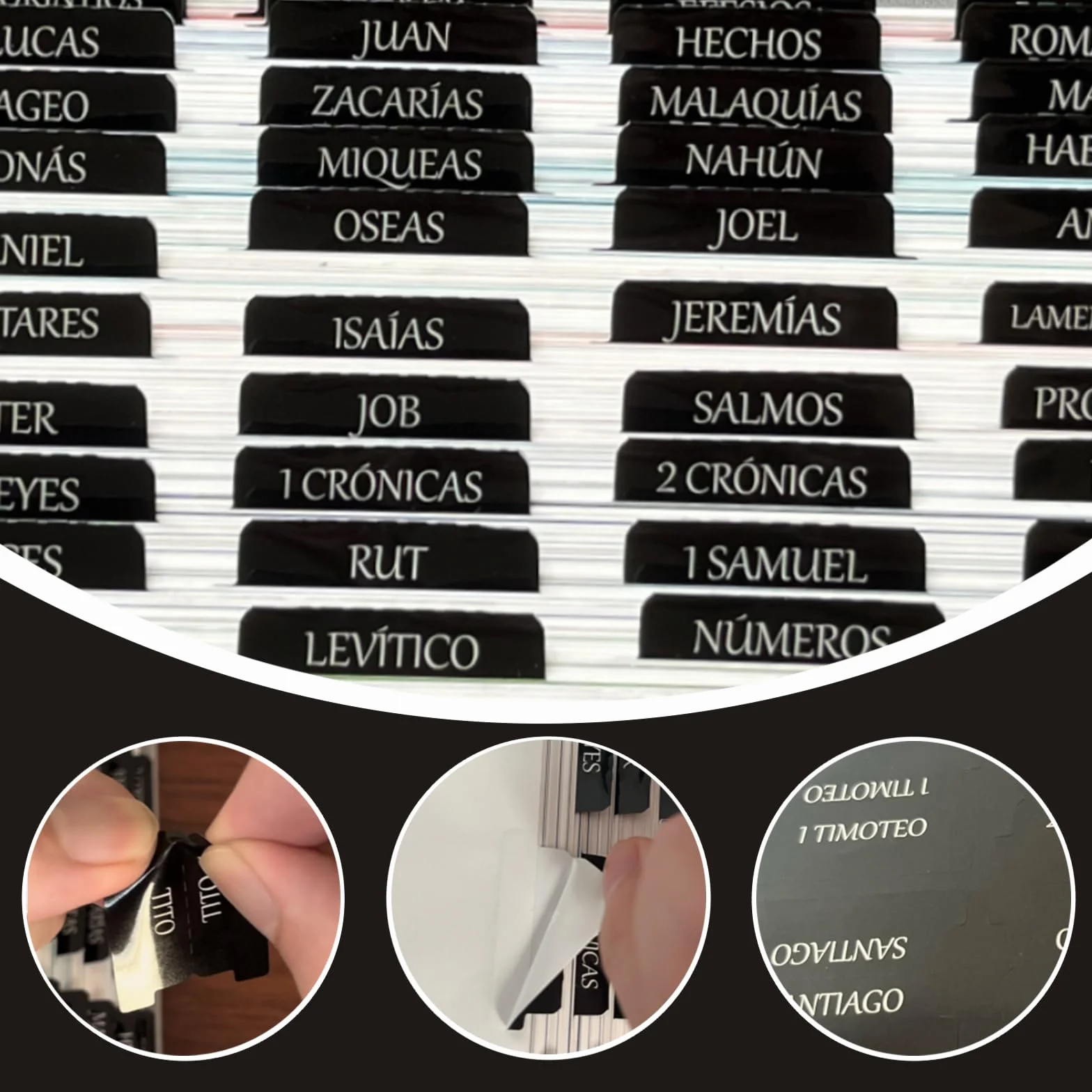 Pegatinas bíblicas grandes de lujo, negro, fáciles de leer y aplicar, para mujeres y hombres