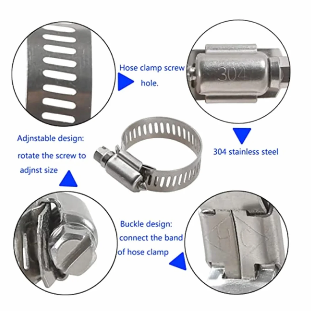 30 Piezas 304 Abrazaderas de Manguera Abrazaderas de Manguera Ajustables de16-25 mm para Tuberías de Gas, Agua, Conductos Abrazaderas de Tornillo Sin Fin, Cables, Grifo Doméstico, Fijación de Tuberías