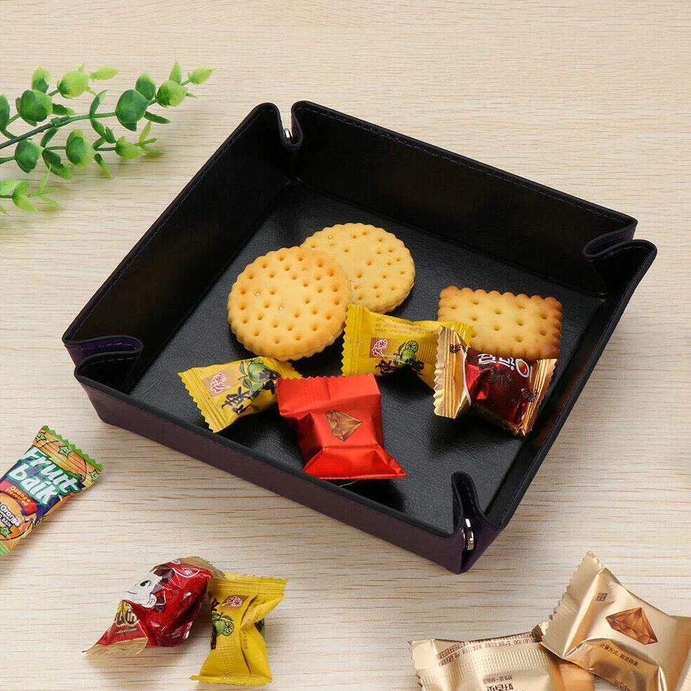 Yolistar Bandeja de almacenamiento de cuero rectangular para oficina, llaves, monedas, teléfono móvil