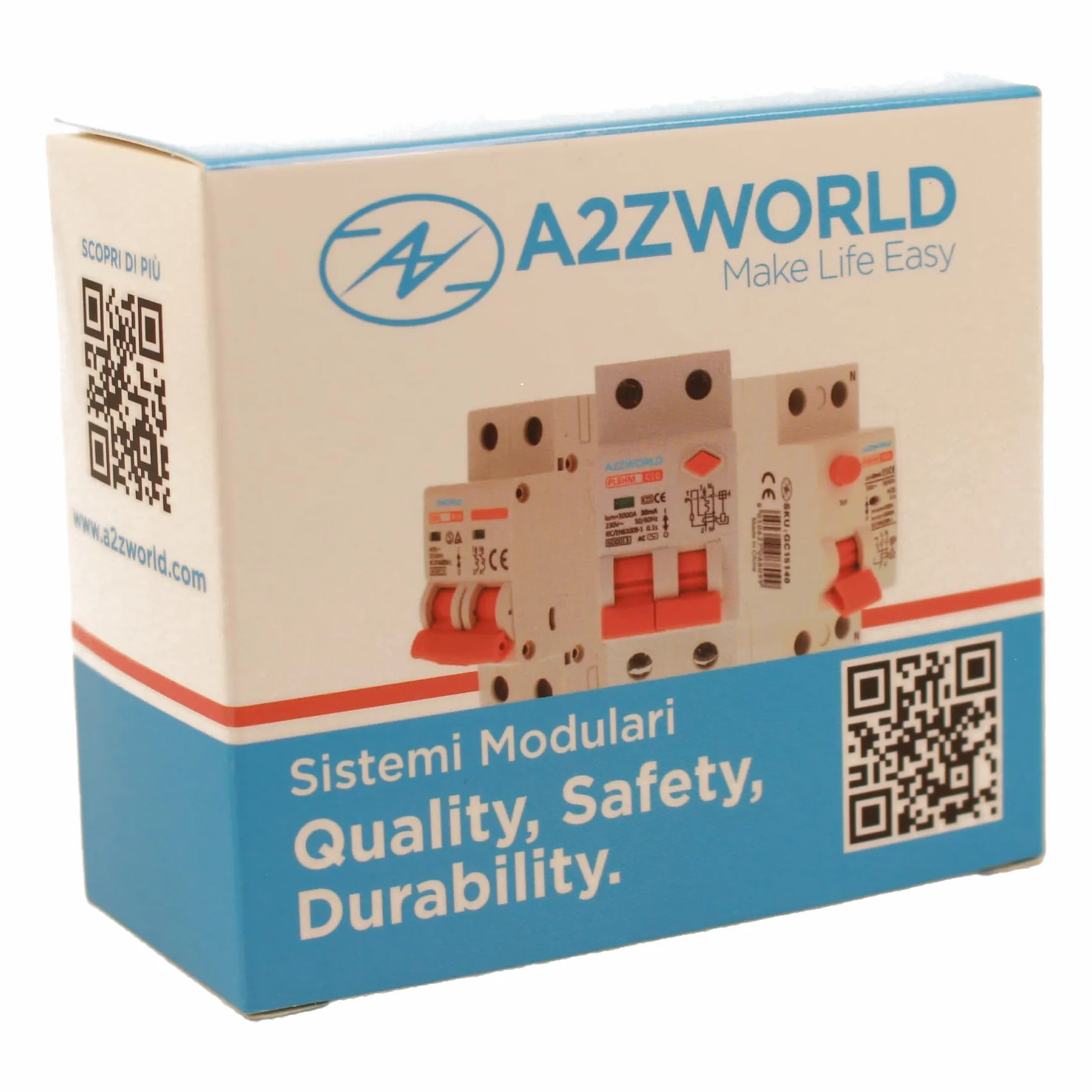 Interruptor diferencial puro selectivo 40A, RCCB Tipo S Clase A, 1P+N 10kA 300 mA, retraso 500 ms, 2 módulos DIN 230 V AC, certificado IEC61008-1, serie PR8HM electromagnético