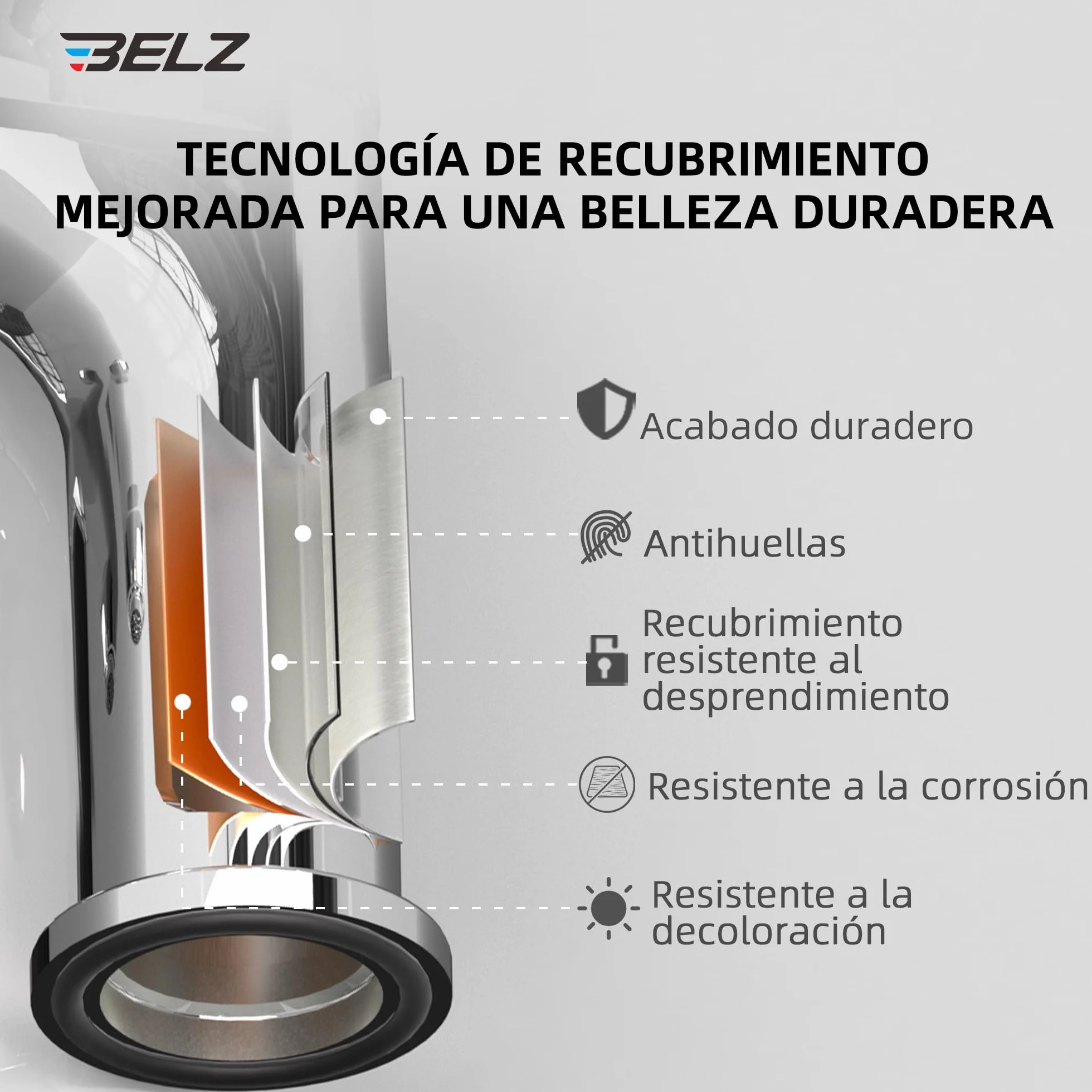BELZ Grifo Lavabo, Grifo de Baño Monomando para Lavabo, Grifo Mezclador de Latón Sólido, Ahorrador de Agua y Duradero, Cromado