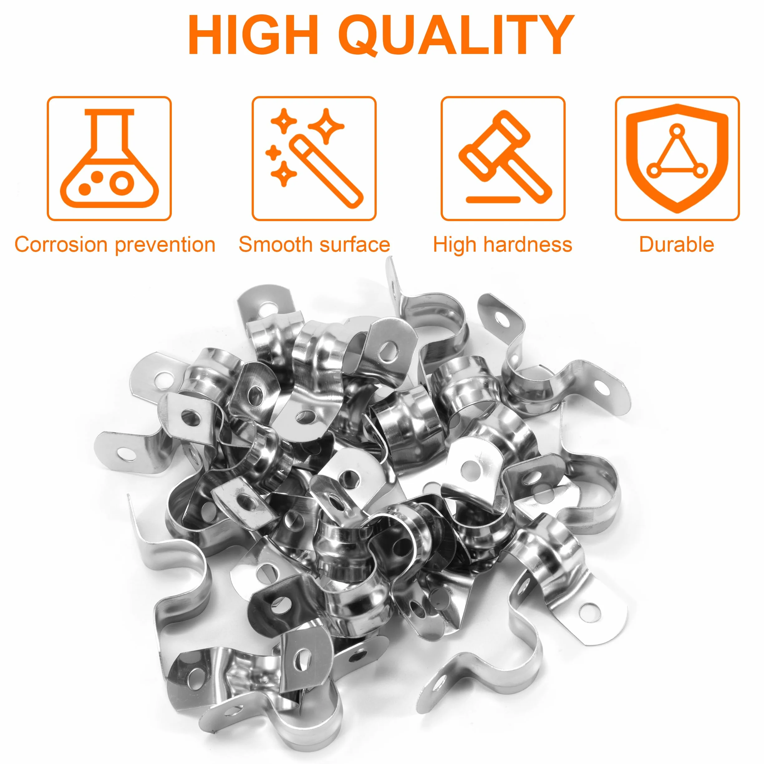 QIMEI-SHOP Abrazaderas Metalicas para Tubos 10mm Abrazadera Tubo en U de Acero Inoxidable 304 para Tubos de Agua Manguera Sujetador 30 Piezas