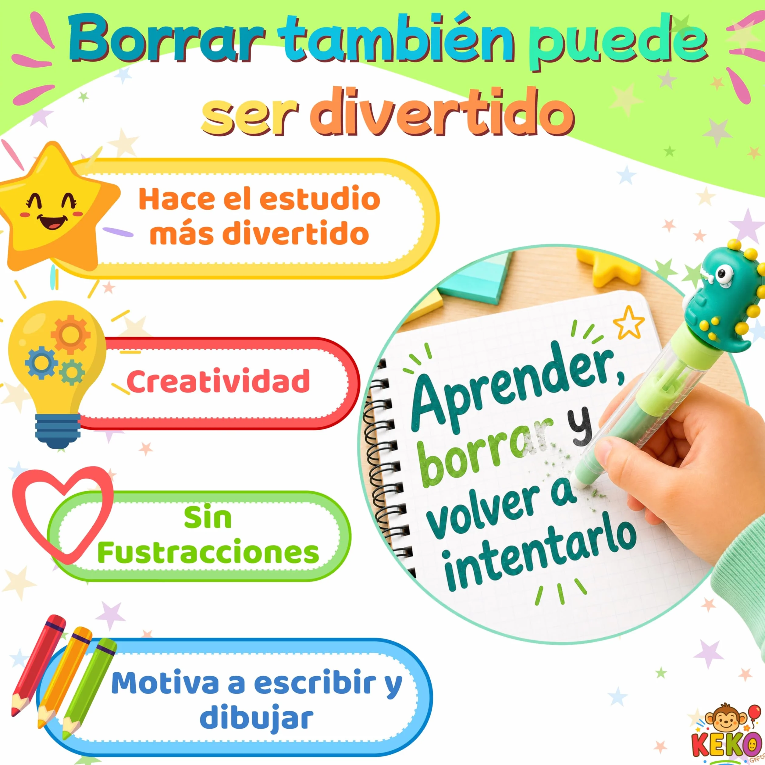 KeKo Pack 30 Gomas de Borrar Divertidas, Bolsas, Chapa Cumpleañera, Regalos Cumpleaños Niños Colegio