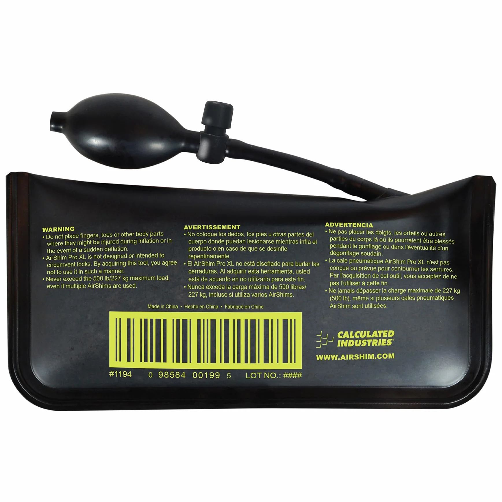 Calculated Industries 1194 AirShim Pro XL Barra de Palanca Inflable y Herramienta de Nivelación, Certificado para Soportar 225 Kgs