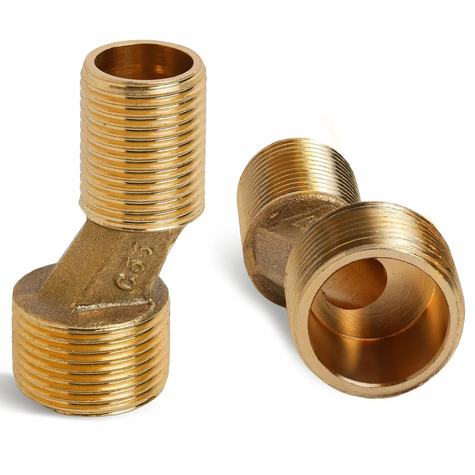 Juego de 2 Conectores en Forma de S para Grifos de Pared, Compatibles con Tamaños de 3/4" y 1/2", Desplazamiento de 12,5 mm, Fabricados en Latón Duradero, Ideales para Cocina y Baño
