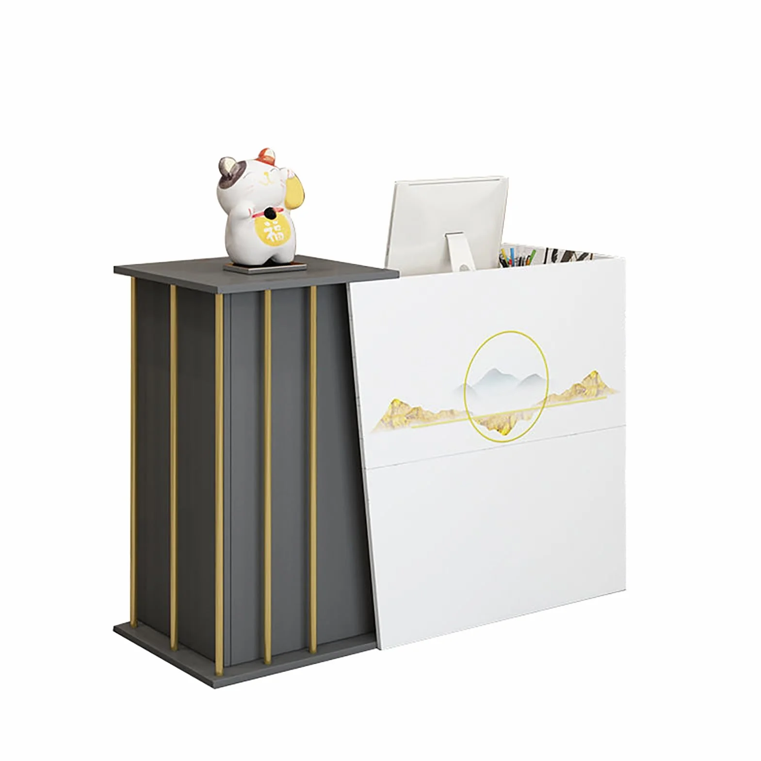 Mostrador de Recepción Moderno para Supermercado, 140 cm, Mostrador de Caja Simple