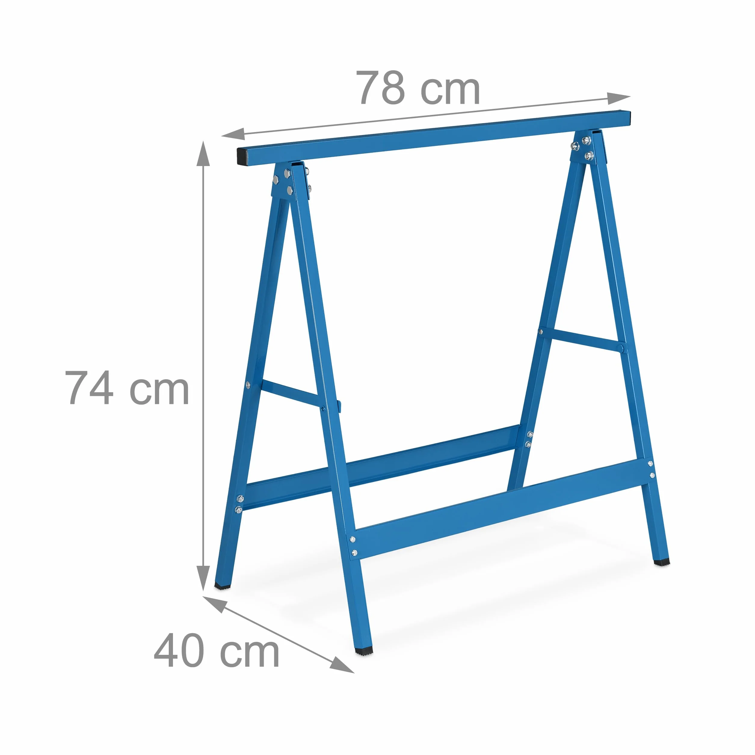 Relaxdays Arbeitsbock 2er Blau Caballetes de Trabajo en Set de 2, Plegables, 100 kg, 74 x 78 x 40 cm, Borriquetas de Taller, Pintor, Azul, Acero