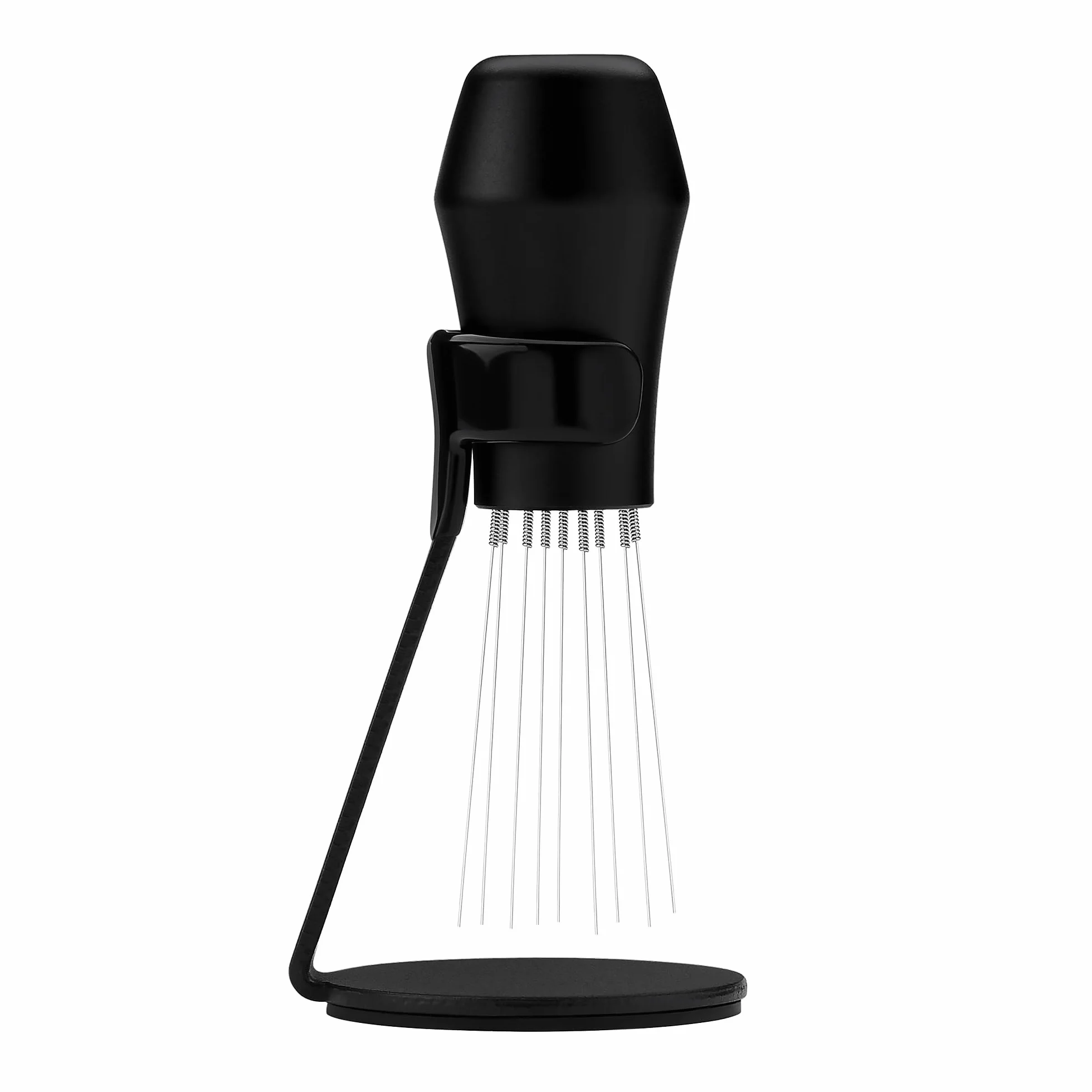 Normcore WDT - Herramienta de distribución con soporte, agitador de espresso de aguja de 9 puntas, 18 agujas de 0,25 mm/0,3 mm de grosor, técnica de distribución Weiss, mango de aluminio anodizado